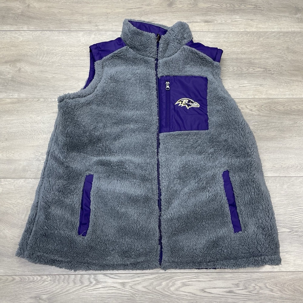 NWT Baltimore Ravens Puffy Sherpa Reversible Vest NFL Football - Picture 7 of 8
